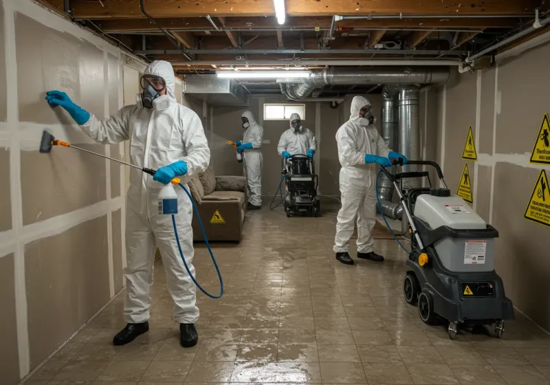 Basement Moisture Removal and Structural Drying process in La Joya, TX